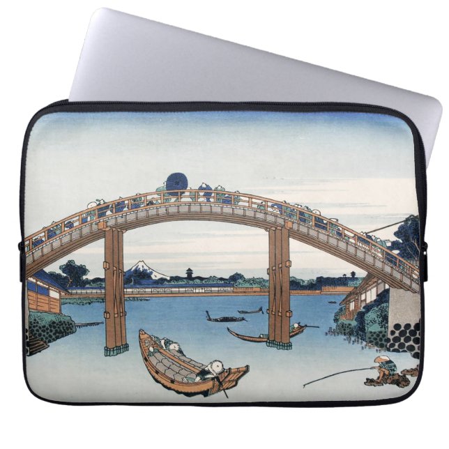 Funda Para Portátil Monte Fuji Housai visto desde debajo del puente ma (Frente)