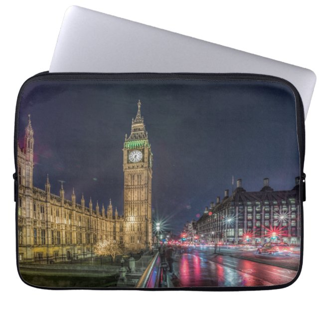 Funda Para Portátil Monumentos | Big Ben de noche (Frente)