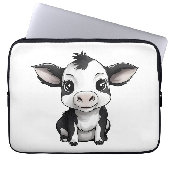 Funda Para Portátil 🔌 💻 "Moo-Tech" Cow Print Electronics Bag 💻 🔌 (Frente)