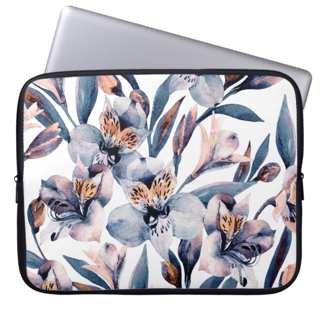 Funda Para Portátil Moody Alstroemeria: Patrón de flores acuáticas (Frente)