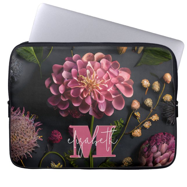 Funda Para Portátil Moody Floral Monogramado (Frente)