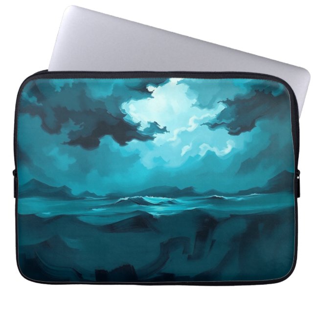 Funda Para Portátil Moody Ocean Waves Under Stormy Sky – Abstract Seas (Frente)