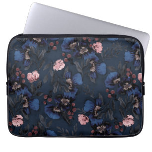 Funda Para Portátil Moody, Painterly Watercolor Florals y Berries