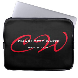 Funda Para Portátil Moograma estilista de pelo Minimalista moderno roj