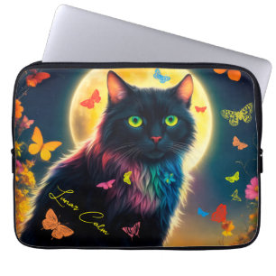 Funda Para Portátil Moon cat decoración mariposa bonito luz de la luna