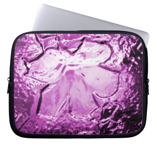 Funda Para Portátil Morado de flores de vidrio (Frente)