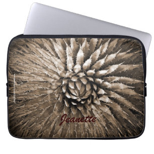Funda Para Portátil Moreno de Brown de la sepia del punto del agavo de
