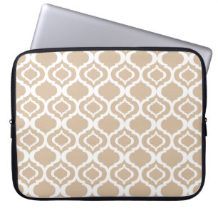 Funda Para Portátil Moreno y modelo marroquí geométrico blanco del