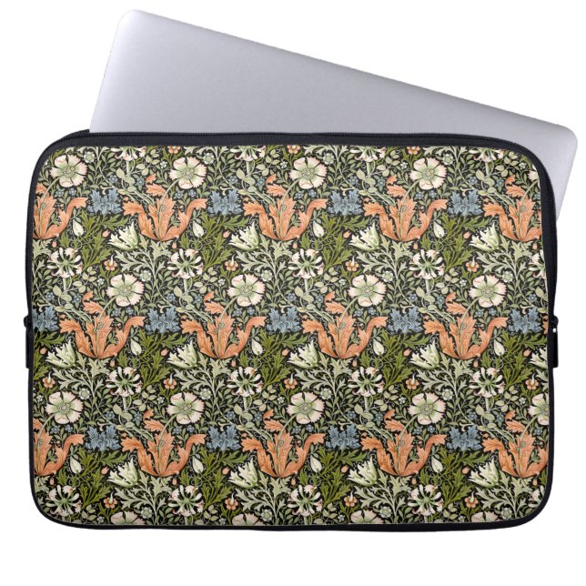 Funda Para Portátil Morris BlackBackground 1896 Patrón Floral Compton (Frente)
