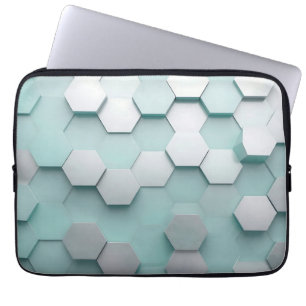Funda Para Portátil Mosaico 3D Hexágono de Menta Pastel