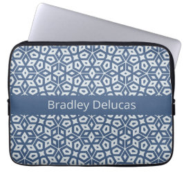 Funda Para Portátil Mosaico azul de dos tonos con banda de nombre oscu