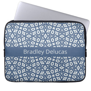 Funda Para Portátil Mosaico azul de dos tonos con banda de nombre oscu