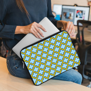 Funda Para Portátil Mosaico azul y amarillo, Entramado, Quatrefoil