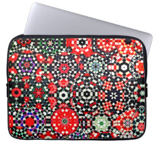 Funda Para Portátil Mosaico de ajedrez hexágono caleidoscopio, de negr