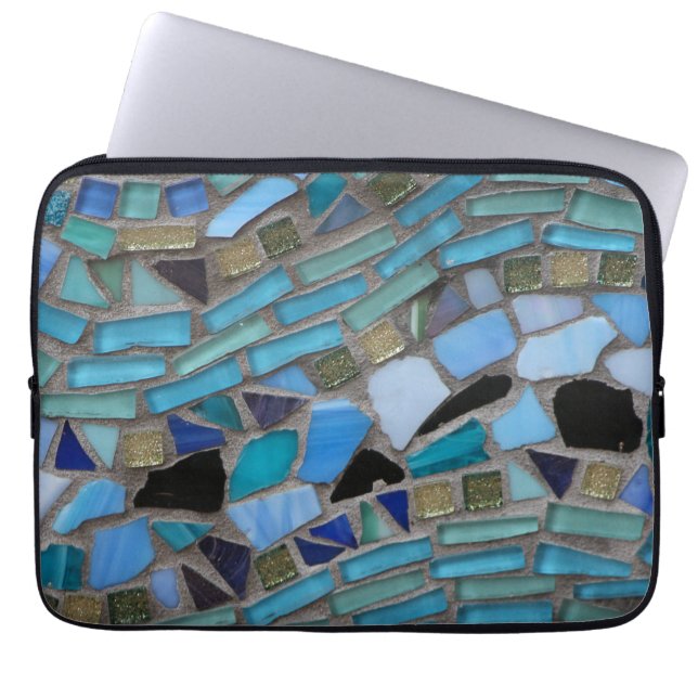 Funda Para Portátil Mosaico de vidrio azul del mar (Frente)