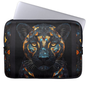 Funda Para Portátil Mosaico de vidrio manchado de pantera negra