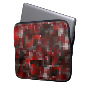 Funda Para Portátil Mosaico digital de cuadrados en tonos rojos y gris