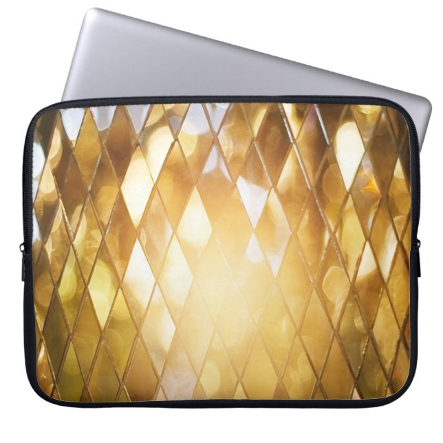 Funda Para Portátil Mosaico dorado: Efecto de vidrio brillante. (Frente)