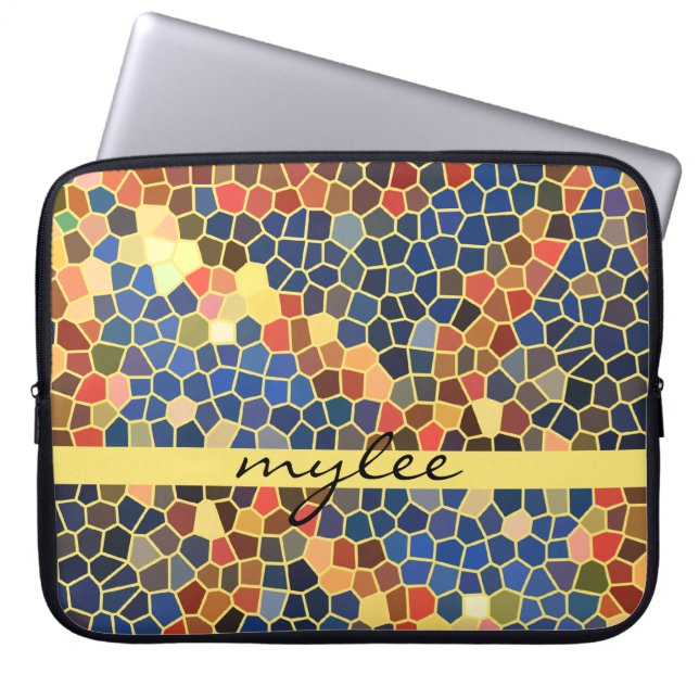 Funda Para Portátil Mosaico enrrollado abstracto amarillo-naranja azul (Frente)