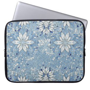 Funda Para Portátil mosaico floral azul