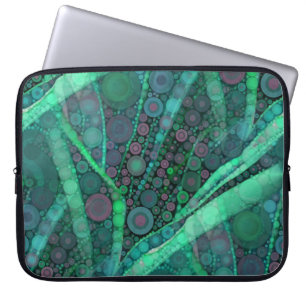Funda Para Portátil Mosaico retro púrpura del círculo del verde