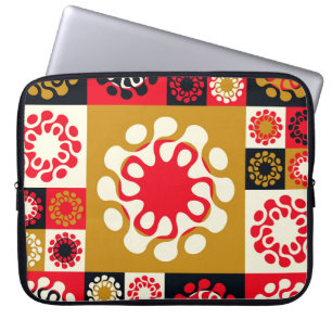 Funda Para Portátil Mosaico rojo de oro asiático, estilo étnico.