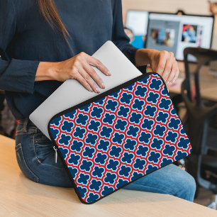 Funda Para Portátil Mosaicos marroquíes azules y rojos, Entramado, Cua