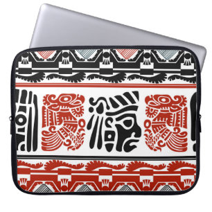 Funda Para Portátil Motivos indios, rojo negro, patrón sin costuras.