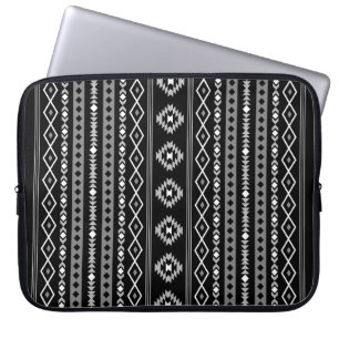 Funda Para Portátil Motivos mixtos aztecos de color negro gris blanco