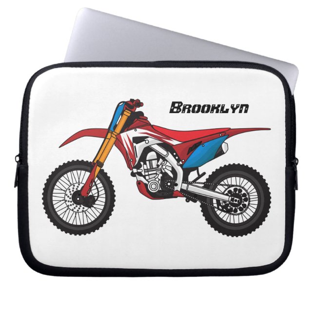 Funda Para Portátil Moto de moto de tierra roja (Frente)