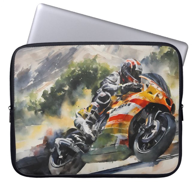 Funda Para Portátil Motocicleta acorralando una montaña (Frente)