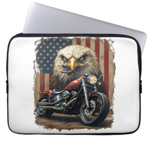 Funda Para Portátil Motocicleta Chopper Retro Bandera Estados Unidos