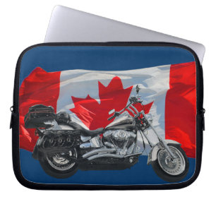 Funda Para Portátil Motocicleta y bandera de Canadá Mangas Patrióticas