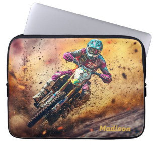 Funda Para Portátil Motocross de nombre personalizado