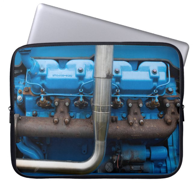 Funda Para Portátil Motor del Tractor Azul (Frente)