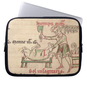 Funda Para Portátil Ms 54. f.6r noviembre: Matando al cerdo, de un
