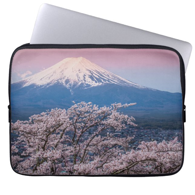Funda Para Portátil Mt Fuji y flores de cerezo (Frente)