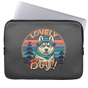 Funda Para Portátil Muchacho adorable Guay Vintage Retro Husky Puppy