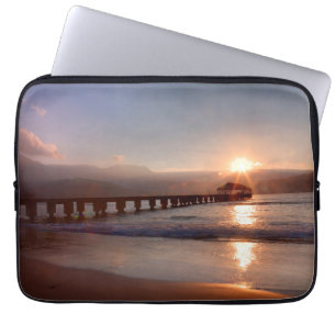 Funda Para Portátil Muelle de playa al atardecer, Hawaii