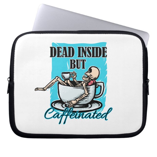 Funda Para Portátil Muerto Dentro Pero Café Cafeado Amo Skeleton (Frente)