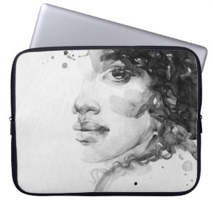 Funda Para Portátil mujer afroamericana. ilustración de moda de bellez