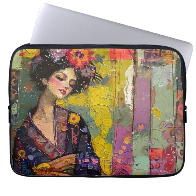 Funda Para Portátil Mujer bendita en Kimono (Frente)
