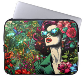 Funda Para Portátil Mujer bonito en jardín de flores
