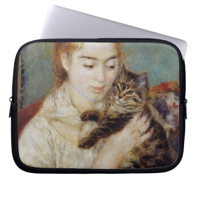 Funda Para Portátil Mujer con un gato de Pierre-Auguste Renoir (Frente)