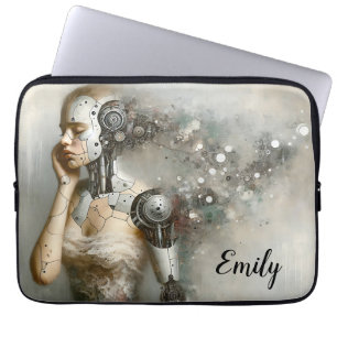 Funda Para Portátil Mujer Cyborg Femenina Arte de IA