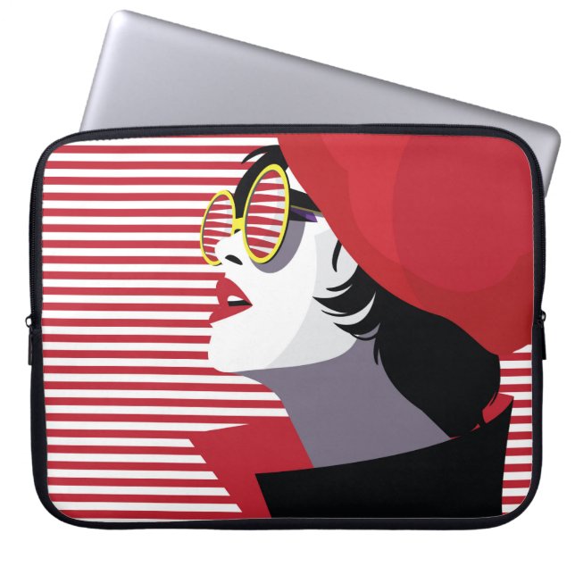 Funda Para Portátil Mujer de moda con estilo de arte pop. (Frente)