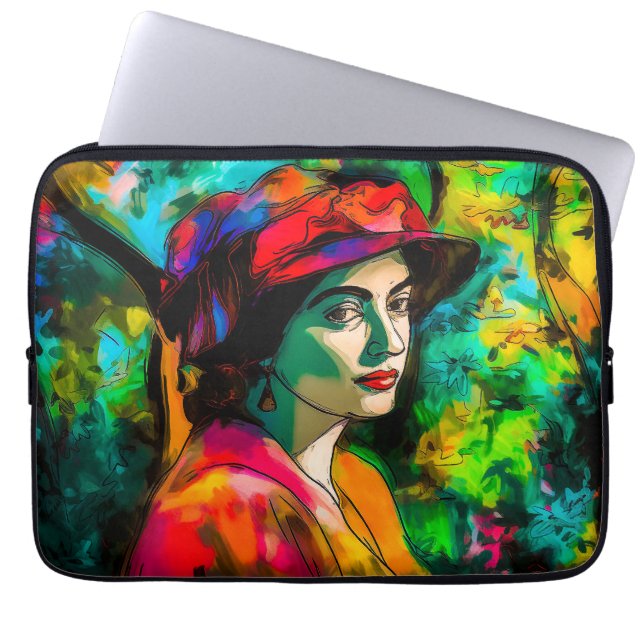Funda Para Portátil Mujer en Gorra rojo (Frente)