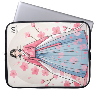 Funda Para Portátil Mujer Hanbok radiante adornada con cerezo