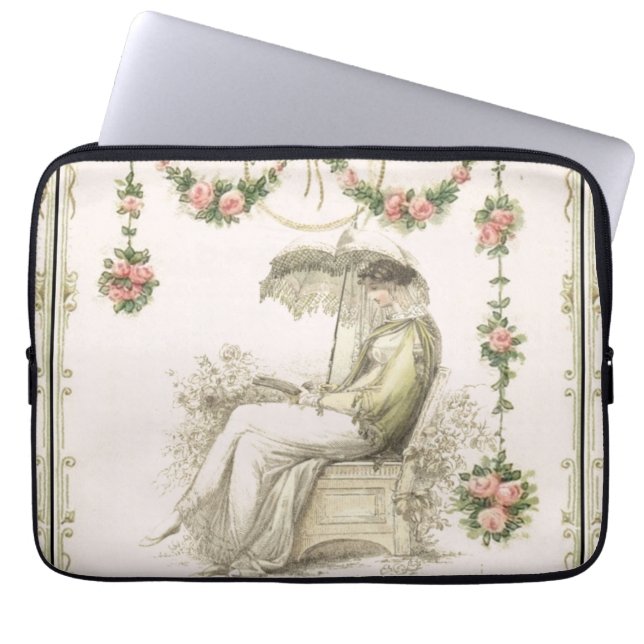 Funda Para Portátil Mujer leyendo la placa de moda Regency (Frente)