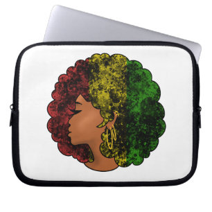 Funda Para Portátil Mujer negra rasta afro rojo amarillo verde